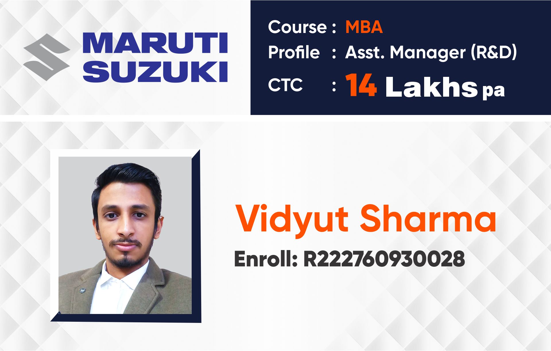 Placed in - MARUTI SUZUKI - CTC-14 LPA